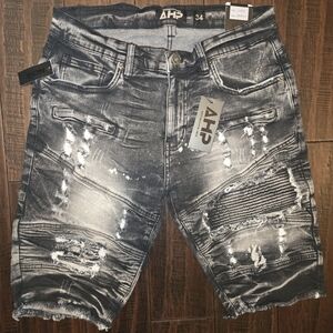 AHP Black Distressed Jeans Shorts sz 34
